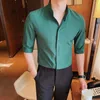 Camisas casuais plus size 5xl-m masculino gola de negócios meia manga camisa 2024 verão luxo fino ajuste camisa casual