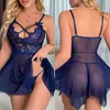 Apresenta de sono feminino Sexy Rouphe Mulheres suspensas de renda vestido transparent