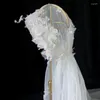 ブライダルベールnzukウェディングキャップビンテージハンドメイド3Dアップリケ花嫁のためのベールベール2023ボイルズマリアージ