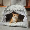 Cat Beds Sweet Princess Bed The General Teepee Closed Cozy Hammock With Floors Foldable Tent Dog House Pet Basket Cushion