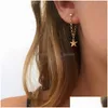 Goujon Gland Or Couleur Étoile Conception Chaîne Angle Longues Boucles D'oreilles Déclaration Dangle Pour La Fête Bijoux En Gros Drop Delive Dhgarden Dhpzq