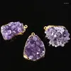 Hangende kettingen 2023 High Fashion Purple Crystal Natural Druzy Drusy ketting voor vrouwen leuk geschenk milieuvriendelijk