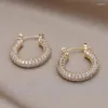 Hoop Earrings 14K Gold Plated South Korean Design Fashion Jewelry Close-set Zircon Bag Elegant Women's Dance Party Accessories