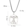 Charms Acciaio inossidabile Uomo Vitruviano Collana Hollow Human Artist Da Vinci Sketch Ciondolo Hip-hop Round Square Chain Uomo Gioielli maschili