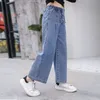 Jeans Baby Girls Denim Jeans Stretch Kids Wide Leg Pants Children Outports broek voor tiener Girl Spring Autumn 230512