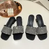 Slippers Sandals Woman Summer 2023 New Open Toe Rhinestone Chunky Heels High Heels Luxury Brand Designer Shoes Office Sexy Lady Slippers G230512