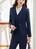 Women's Two Piece Pants Blue Plaid Formal Blazer Vest And Pant Suit Women Uniform Designs 3 Set For Office Lady Business Career Work Wear