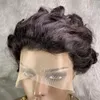 Naturlig färg Pixie Cut Wig Human Hair 13x4 Spets Frontal Short Remy Curly Wigs for Women Part