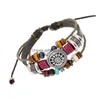 Цепочка модный Mtilayer Кожаный браслет солнечный заклинание бусинки плетеное браслеты для мужчин женщины винтажные панк -шарнир