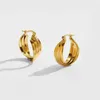 Boucles d'oreilles créoles à la mode luxe spirale torsion pour femmes argent plaqué or acier inoxydable boucle d'oreille bijoux cadeau noël