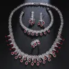 Wedding Jewelry Sets AMC 4 Pcs Luxury Brilliant Cubic Zirconia Necklace Set Earrings Ring CZ Light Drop Bridal 230511