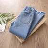 Jeans printemps automne décontracté 3 4-12 ans enfants pantalons longs élastiques lavé gland jambe large évasé Denim Jeans pour bébé enfants filles 230512