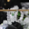 Högkvalitativ silverguldörhängen Kvinnor Wedding Party Hoop Earring Versatile Luxury Cubic Zirconia Jewelry