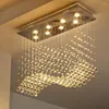 ペンダントランプLEDランプランプラグジュアリーダイニングルームクリスタルシャンデリア長方形の天井光の家の装飾生活