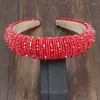 Hair Clips Luxury Baroque Rhinestone Padded Headband For Women Shiny Full AB Crystal Wide Thick Hoop Head Bezel Wrap Accessories