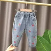 Jeans Spring Kids Roupas de meninas Baby Elastic Band reta de uma perna de jeans para meninas roupas de bebê