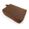 財布上トップ本革のメンズウォレットコインカードバッグ男性用ジッパー財布のためのレトロハンドメイド