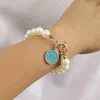 Charm Bracelets Multicolor Fashion Pearl Happy Face Bracelet For Women Sweet Girls Party Jewelry Drop Gifts