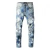 2023New Desigenr Jeans High Street Star Star Trend Trend Homem Craft elástico Slim Zhph