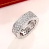 2023 Top Sell Wedding Rings Luxury Jewelry 925 Sterling Silver Flum Full Pave White 5A Cubic Zircon CZ Diamond 파티 여성 약혼 밴드 반지 선물