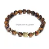 Beaded Fashion Prayer Tiger Eye Beads Bracelet Ancient Gold Buddha Charms Religion Yoga For Men Women Natural Stone Jewelry Dhgarden Dhiw1