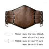 Bälten Renassance Medieval Buckle Belt Viking bred präglad PU -läder H7EF