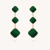 VAN Designer Clover Boucles d'oreilles Vert 925 Argent Mode Classique Boucles d'oreilles Petite Feuille Palissandre Onyx Perle Carbone Diamant Boucles d'oreilles Saint Valentin Cadeau pour la Mère