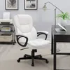 Faux lederen high-back executive bureaustoel met lumbale ondersteuning, witte gamingstoel vergaderstoel Computerstoel