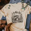 Kadın Tişörtleri Kuakuayu Hjn Cottagecore Frog Moon Faz T-Shirt Kadınlar Kısa Kollu Estetik Gotik Gömlek Vintage Göksel Grafik Tee