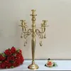 Candle Holders 12pcs)wholesale Wedding Table Centerpiece Golden Metal Holder 5 Arms Candelabra 1337