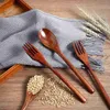 Din sets sets 20 pc's houten lepels vorken set bestek herbruikbaar natuurlijk houten flatware voor het koken van roeren eten
