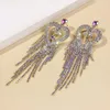Dangle Earrings TREAZY European Design Rhinestones Crystal Heart Tassels Long Women Big Hanging Weddings Jewelry Accessories