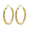 Hoop Earrings 35mm Stainless Steel Earring Gold Color Twisted Wire Large Fashion Jewelry Wholesale