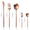 1 Set rostfritt stålredskap Knivar Skedar och gafflar Flatvarumärke i rostfritt stål Silverware Kitchen Tabellery (Rose Gold)