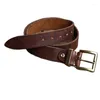 Belts High Quality Cow Leather Belt Brass Pin Buckle Metal Men's Handmade Vintage Jeans Casual Work Sturdy