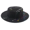 Brede rand hoeden graffia print ontwerp zon voor vrouwen mannen mode fedoras strand dames zwart wit panama stro hoed zonnebrandcreen groothandel