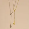 Chains Women's Water Drop Chain Pendant Necklaces Gold Color Stainless Steel Minimalist Necklace Jewelry Chic Accessory To Mom Girls