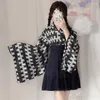 Vêtements ethniques Robe Kimono Japonaise Plume Kawaii Filles Yukata Manches Longues Haori Jupes Plissées Samouraï Costume Fête Halloween Cosplay