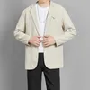 남자 정장 2023 여름 단색 남자 캐주얼 블레이저스 한국 스타일의 길이 슬리브 재킷 스트리트웨어 코트 x30