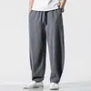 Men's Pants M-7XL Plus Size Men Wide Leg Pants Japanese Style Casual Cotton Linen Trouser Man Loose Jogger Pants Chinese Baggy Pants AA230511