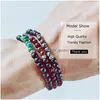Beaded New Fashion Trendy Men Armband 6mm Matt Smooth Simple Classic Bead Armband med Natural Stone For Women Party Jew Dhgarden Dhue7