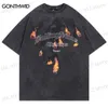 Camisetas masculinas Hip Hop Vintage Men Flame Stone Letter Princk gótico punk lava camisa streetwear 2023 harajuku moda algodão camiseta TP230512