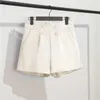 2023 yaz pembe takım elbise şort kadınlar yaz yüksek bel ince gevşek kapris düz tüp hong kong tarzı gündelik pantolon