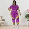 Women's Plus Size Tracksuits Sports Navel Tight Yoga Set Clothing Harajuku Women Short Sleeve Fashion oversized Female suit 230511