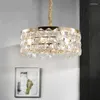 Candelabros Lámpara de cristal dorado Techo Luz moderna Lámpara de araña grande de lujo Sala de estar Restaurante Dormitorio Dorado