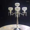 Vaser 12ps) 5 Arms Candelabra Gold Metal Crystal Candlesticks For Tealight Candles Holders Classic Wedding Party Table Centerpiecs1834
