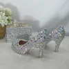 Scarpe eleganti Scarpe da sposa da donna con borse abbinate Shining Crystal in vera pelle Set da sposa e borsa piattaforma Big size 43 230512