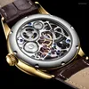 Wristwatches AESOP Tourbillon Skeleton Watch Double-Sided Hollow Mechanical Men Wristwatch Male Sapphire Clocks Support Drop
