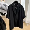 Costumes pour hommes Costume d'été Veste Hommes Vêtements Femmes Casual Lâche Simple Poitrine Terno Masculino Mode Coréenne Demi Manches Blazers Noirs