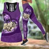 Kvinnors leggings 2023 Kvinnor Love Horse Print Combo och Tank Top Yoga Set Sleeveless Vest Pants Summer Outfits Plus Size